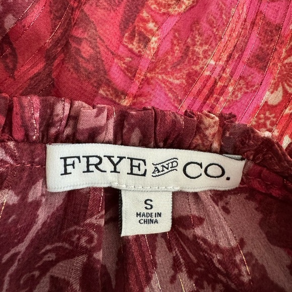 Frye and Co Patchwork Floral Combo Long Ruffled Sleeve Blouse Top Size Small - Picture 6 of 8